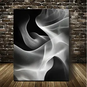 1 Piece Elegant Black and White Abstract Canvas Art with Frame - Elaszczepaniak, Modern Minimalist Wall Decoration, Suitable for Living Room, Office, Cafe, Restaurant, etc., Dynamic Contrast Design, Wrapped Canvas Frame, Canvas Wall Art