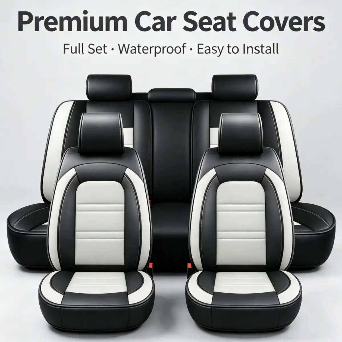 For Dodge Dart 2013-2016/ Nitro 2010-2020 Premium PU Leather Car Seat Covers Full Set for 5 Seats, Waterproof & Scratch Resistant Car Front Rear Seat Cushion Protectors Mat with Storage Bag For Kids & Pet, Back Seat Cover Split Rear Benches