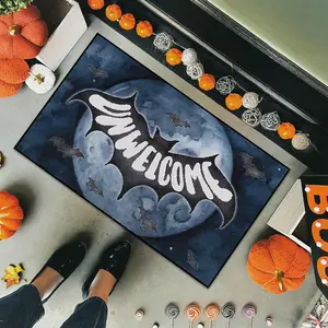 Halloween Bat Rug, Thick Soft Plush Mat, Unique Holiday Decoration Carpet, Comfortable Door Mat for Living Room Bedroom Entryway