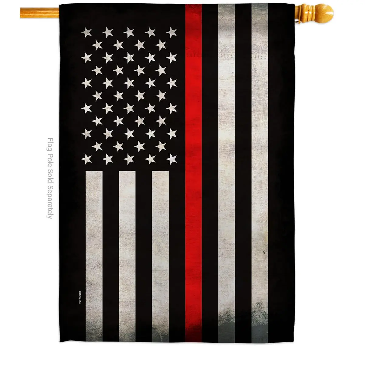 28 x 40 in. USA Thin Red Line House Flag with Armed Forces Firefighter Double-Sided Decorative Horizontal Flags Decoration Banner Garden Yard Gift