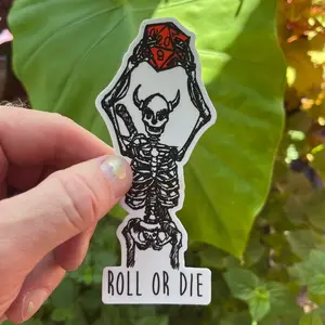 BellavanceInk: Dungeon Adventurer With D20 Sided Dice Vinyl Sticker