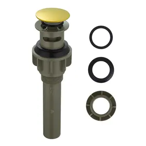 WOWOW Bathroom Sink Drain, Pop Up Drain Stopper for Bathroom Sink and RV Sink, with Overflow, Brushed Gold Vessel Sink Drain, Built-in Anti-Clogging Strainer sink drain sink drains