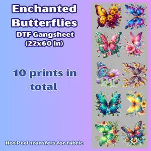 G11 Enchanted Butterflies DTF Gang Sheet for Shirts