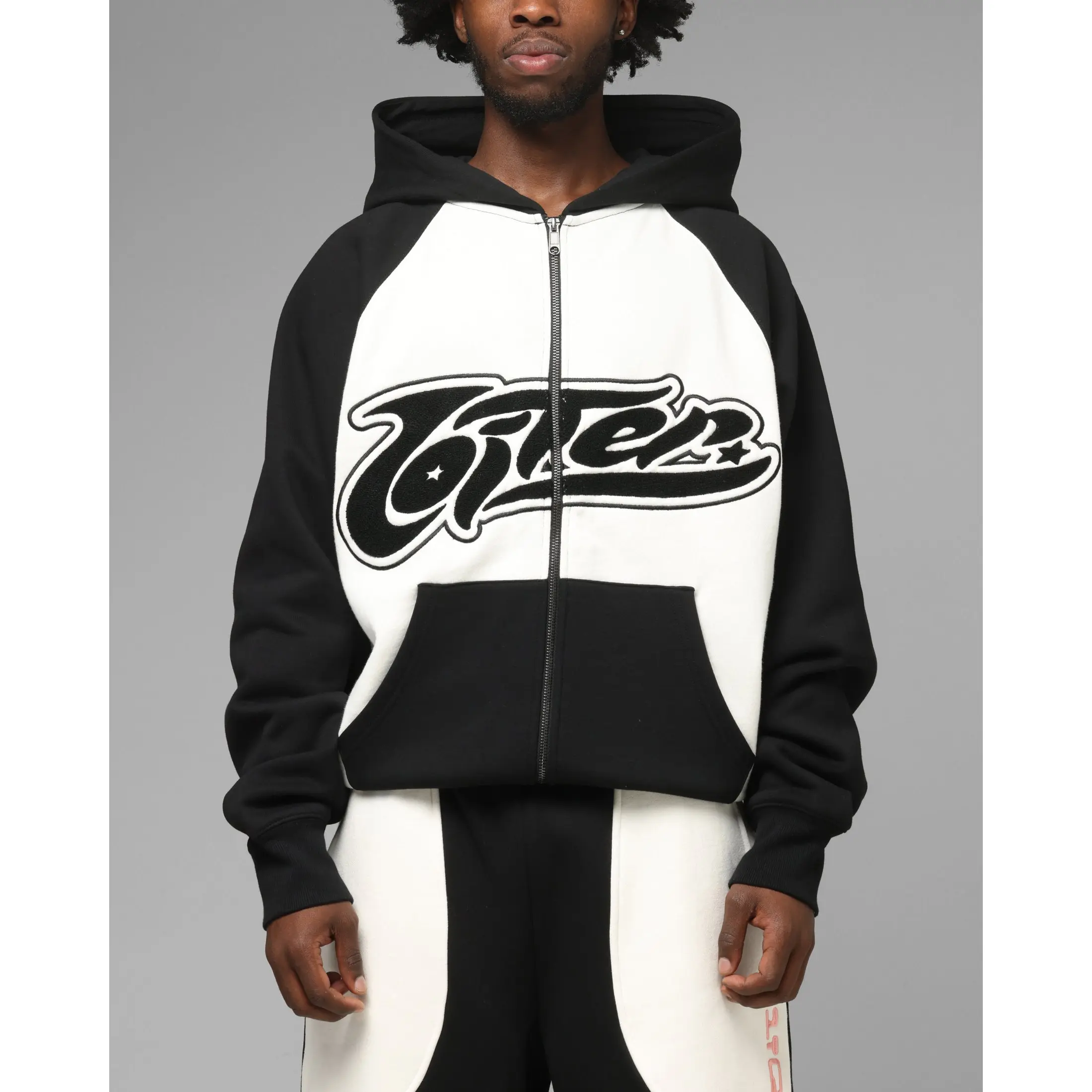 Loiter Jet Stream Zip Hoodie Black/White