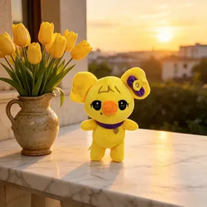 Small Duck Plush Doll, Trendy Cartoon Style, Flower Decor, Round Ears, Christmas Easter Birthday Gift, Desktop Ornament, Healing Toy, Kids Gift