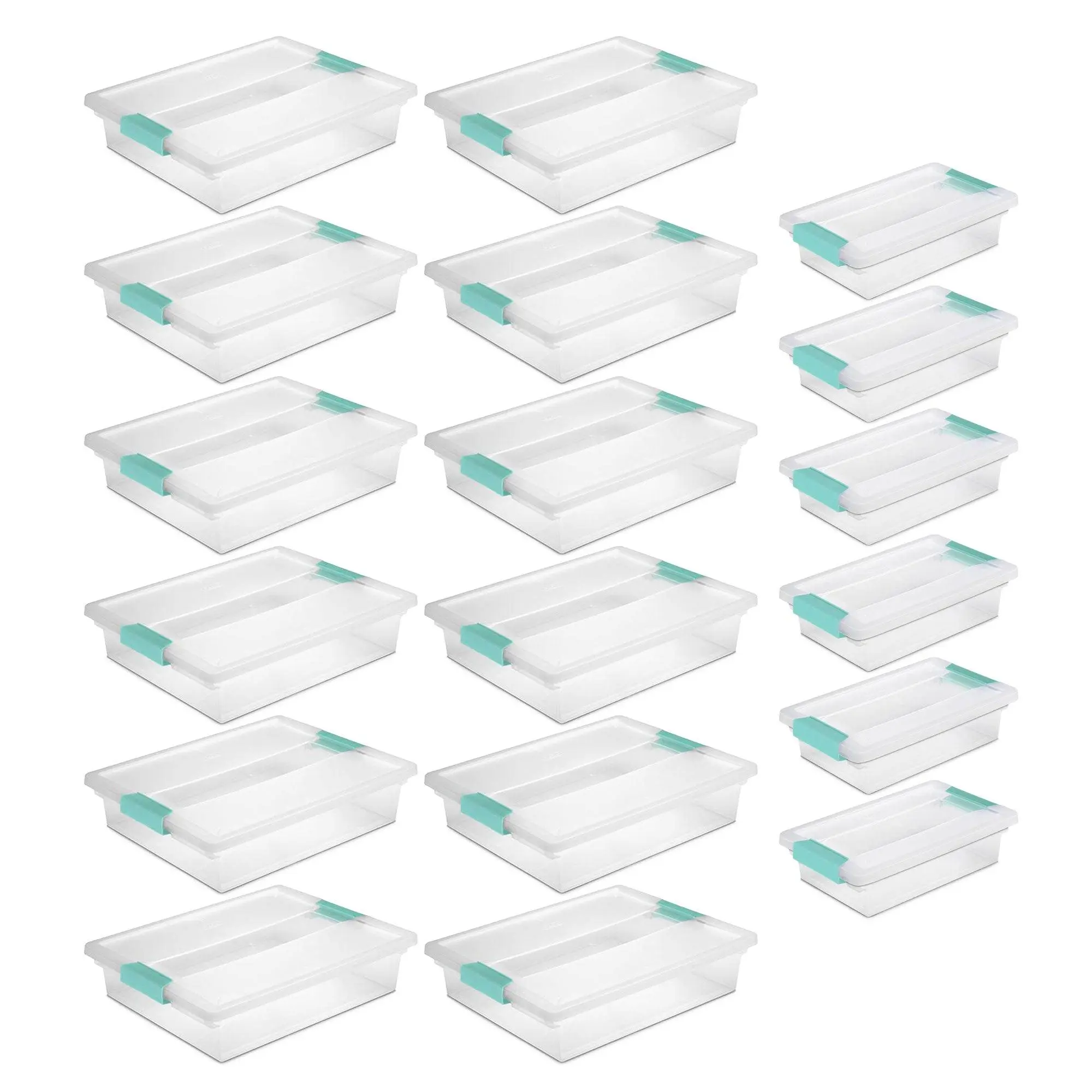 Sterilite Large Clip Storage Box, 12 Pack, and Small Clip Storage Box, 6 Pack