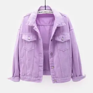 2025 New Women's Short Loose Long Sleeve Jacket Colorful Plus Size Denim Womenswear Coats Tops Comfort Outerwear Casual Batwing Collar Fitted Collared Pink com frts or bet Basic Minimalist（gift）