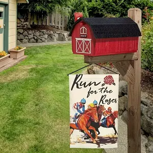1pc, Kentucky Derby Garden Flag, Churchill Downs Horse Racing Themed Party Decoration, Double Sided Lawn Front Yard Sign, Home Decor, Outdoor Decor, Yard Decor, Garden Decorations Polyester Waterproof