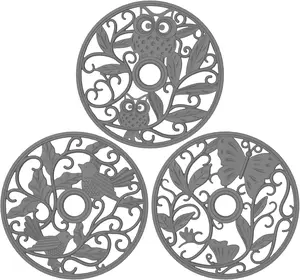 Silicone Trivet Mats (3 Pack) – Heat Resistant Hot Pads for Pots & Pans, Non-Slip Flexible Insulated Trivet Set, Large Coasters for Kitchen Counter & Hot Dishes – Fly Animal Design