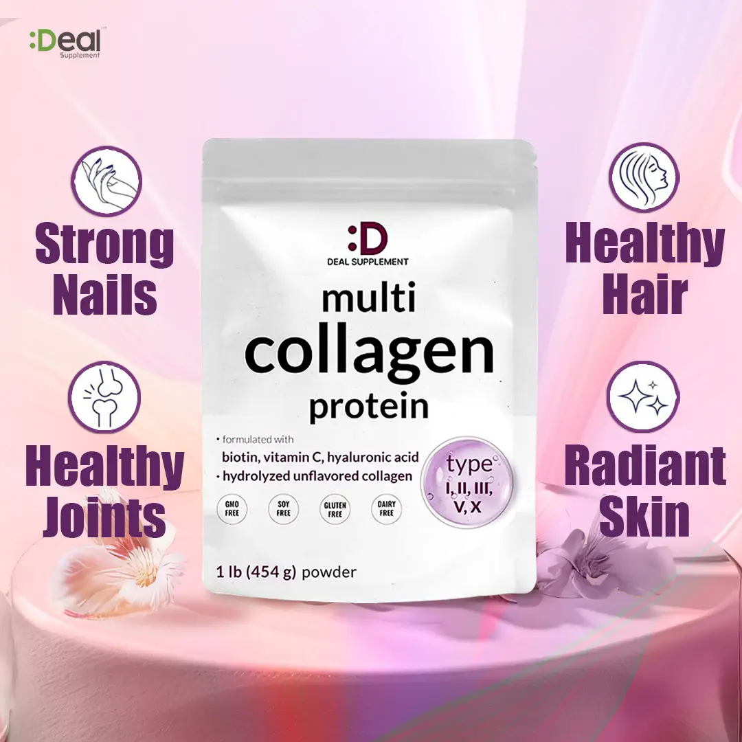 DEAL SUPPLEMENT Multi Collagen Peptides Powder - Dietary Hydrolyzed Protein Peptides for hair, skin, nail -Hyaluronic Acid, Biotin & Vitamin C
