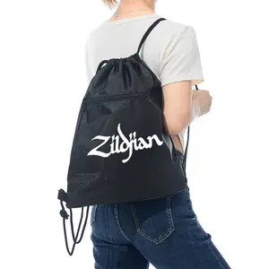 Drum Cymbal Logo Printed Drawstring Backpack Gym Sport Bag for Music Lovers Musicians Students Suitable for Everyday Use and Concerts Ideal Birthday Christmas and Holiday Gifts for Music Enthusiasts and Band Members