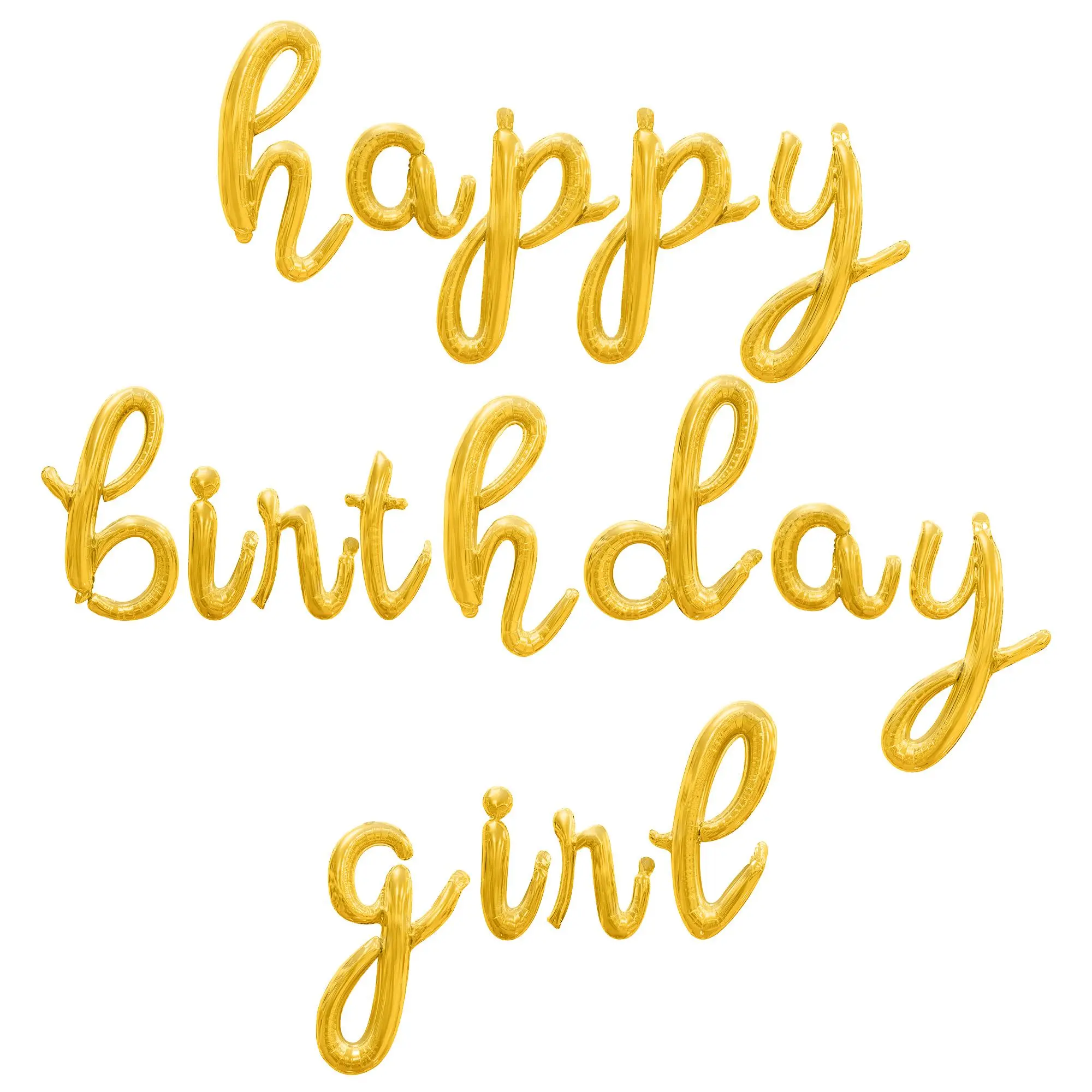 Cursive Script Letter Balloons - HAPPY BIRTHDAY GIRL 16" Inch Alphabet Letters Foil Mylar Balloon Birthday Party Banner