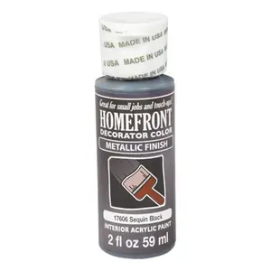 Homefront 17606 2 oz Sequin Black Metallic Decorator Color Acrylic Paint - pack of 3
