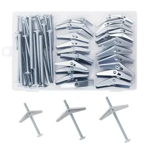 28PCS Toggle Bolts, Wing Nuts, Heavy Duty Hollow Wall Anchors for Drywall Ceiling, 3 Sizes Butterfly Anchors (1/8, 3/16, 1/4 in) for Hang Shelves, Heavy Fixtures, Metal Drywall Anchor and Screws Kit
