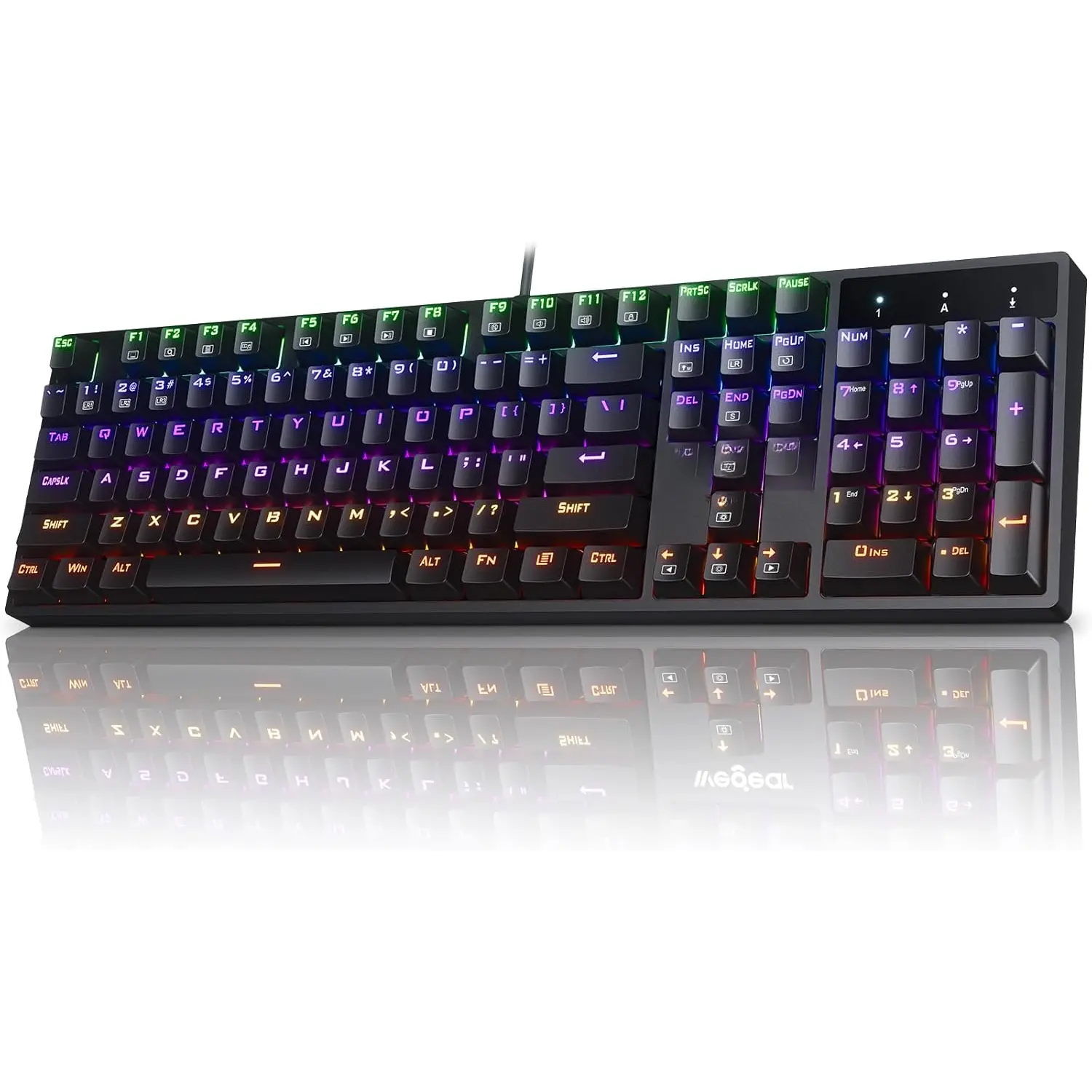 RGB Mechanical Gaming Keyboard Blue , 104  Full-Size Light Up Key-Board with 11 Backlit Modes, Anti-Ghosting, Double-Shot ABS Keycaps, USB Wired Computer Key Board for Windows PC Gamer