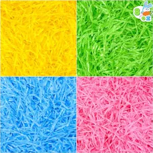 JOYIN 0.5 LB Easter Grass, Recyclable Plastic Shred Gift Packaging Filler Multicolor Rainbow 4 Colors for Easter Egg Hunt, Wedding Birthday Bridesmaid Engagement Party Decor, Boxes Bags Filling(8 oz)