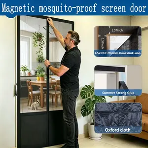 Magnetic Mesh Door, Mosquito & Fly Screen, Ventilated, Pet-Friendly, No Drilling, Durable Polyester, Modern Home Decor, All-Season Use