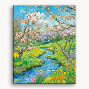 The Wind Blows for a Summer Paint by Numbers - Summer-Themed Linen Canvas Art Kit with Brushes & Acrylic Paint for DIY Art Enthusiasts - Paintingcanvas