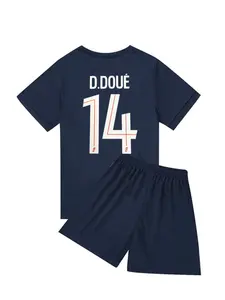 Kids' Breathable Sports Set, Unisex Casual Tie-Dye, PSG Christmas Gift for Children, Short Sleeve & Shorts Kit, Size 10