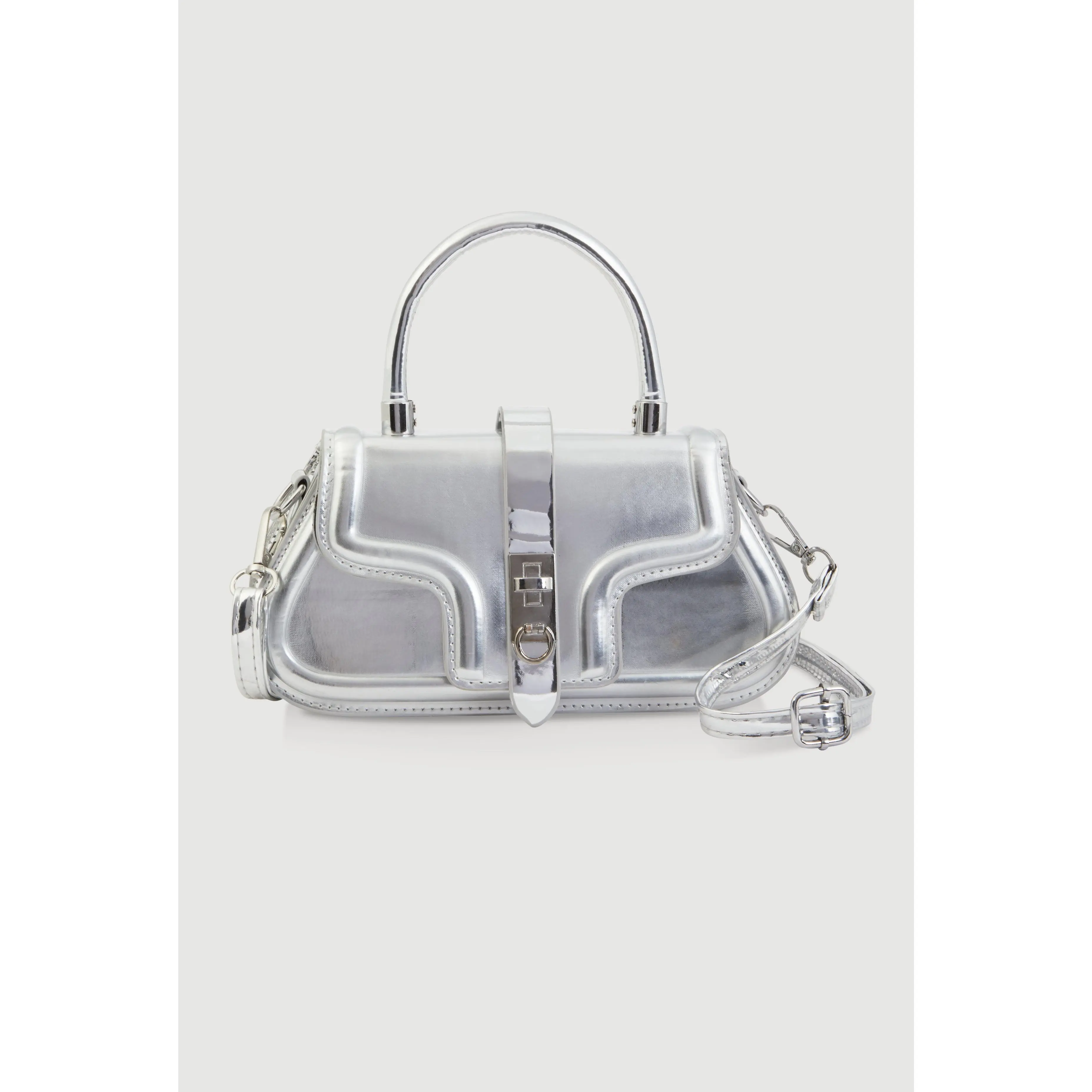 Metallic Top Handle Bag