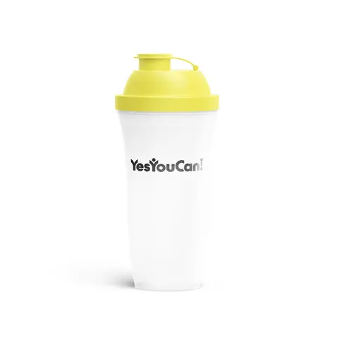 Yes You Can! Brand Shaker Bottle - Portable Reusable Drinkware with Yellow Lid & "YES YOU CAN" Text Design for shake Prep