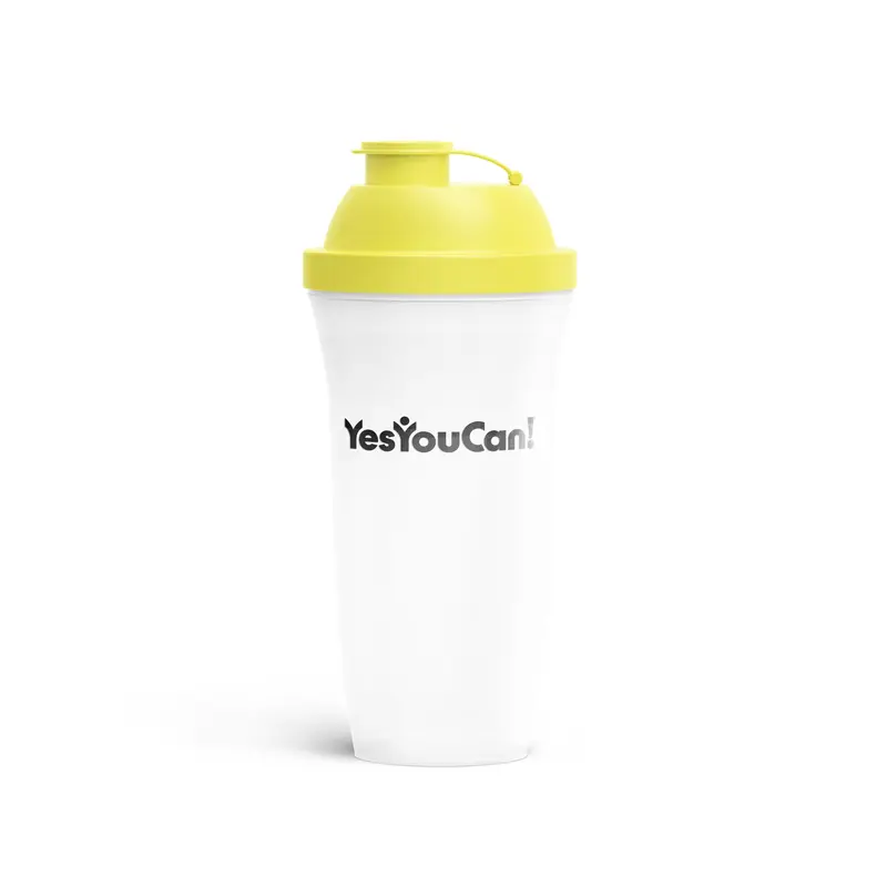 Yes You Can! Brand Shaker Bottle - Portable Reusable Drinkware with Yellow Lid & "YES YOU CAN" Text Design for shake Prep