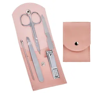 Travel Manicure Set Professional Nail Clipper Kit-5 Pieces Stainless Steel Manicure Kit, Women Men Grooming kit With Nail Care Tools Beauty Scissors Tweezers