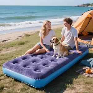 Single Inflatable Mattress, Inflatable Airbed, Durable PVC, Portable, Supports Up to 249.48 Kg, Ideal for Camping, Home Parties, Office Naps, Blue