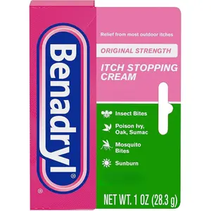 Original Strength Anti-Itch Cream, Bug Bite Itch Relief, Diphenhydramine HCl Topical Analgesic & Zinc Acetate Skin Protectant, Great for Camping Essentials, 1 oz, 2 Pack