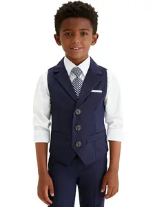 Boys' Vest Suit Set for Weddings and Parties, Elegant Slim Fit Blazer, Pants, Special Occasion, Sleeveless, Natural Waist, Spring & Fall