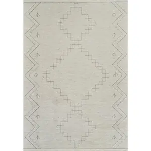 4' X 6' Cream and Beige Abstract Distressed Area Rug