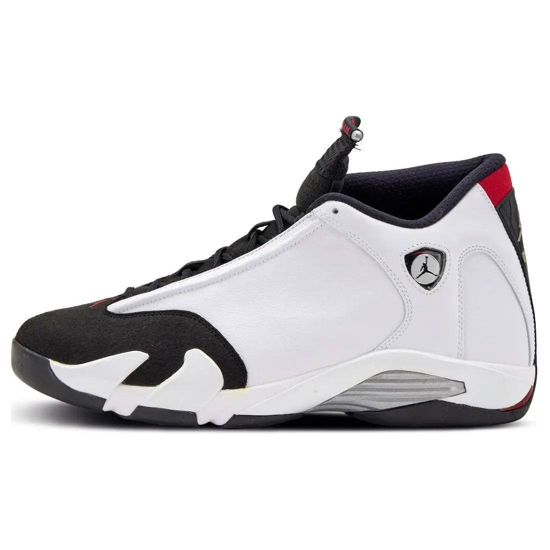Jordan 14 Retro Black Toe 2024 Cushioned Durable Mid Top Basketball Shoes Men's White Varsity Red Metallic Silver 487471-160