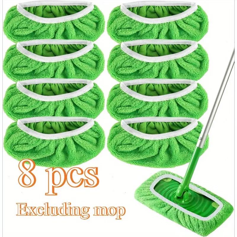 8Pcs Set Absorbent Dry Sweeping & Wet Mopping Cloths, Washable Microfiber Pads for Household Floor Cleaning Tools (Skincare Prep Accessory)