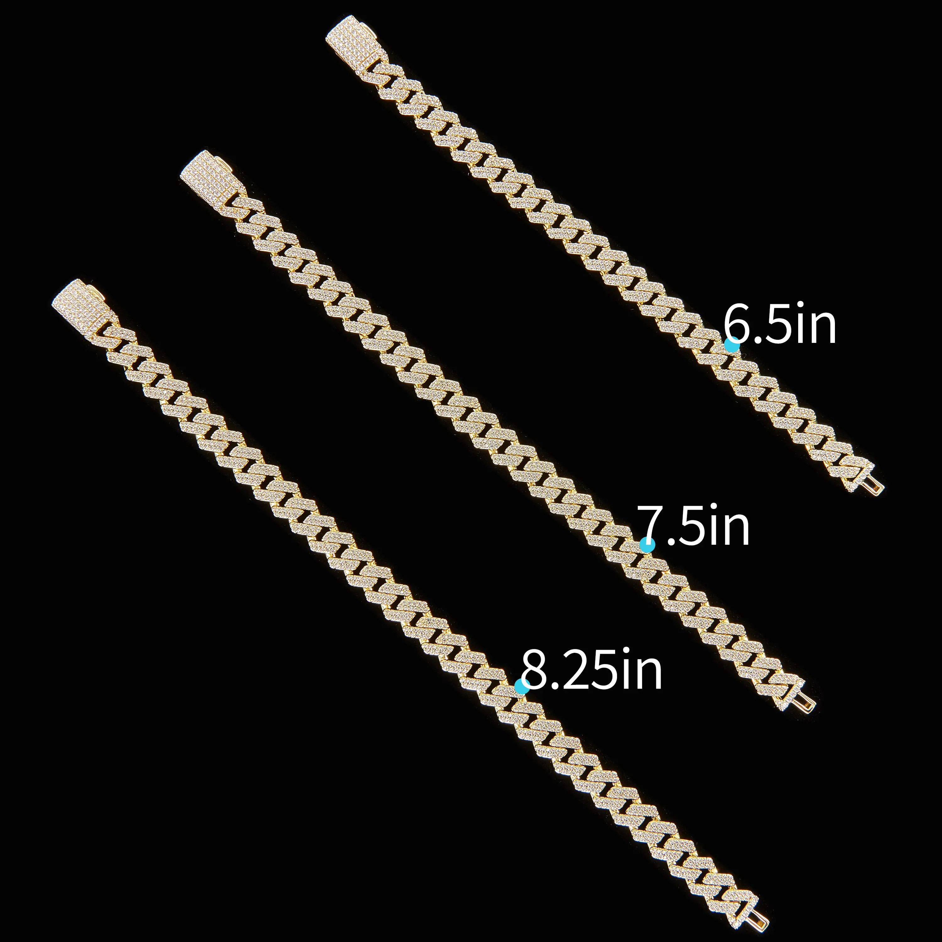 8.5mm 14K Real Gold Plated Copper Double CZ Cuban Matching Set, Full Bust Down Iced Out Miami Cuban Necklace And Bracelet For Men Daily Street Accessory