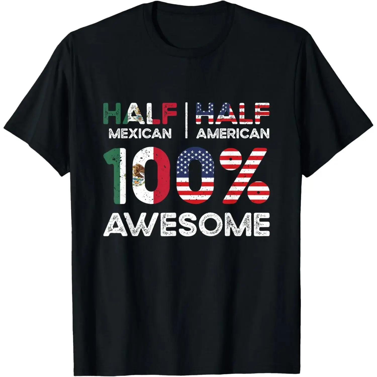 Patriotic Mexican American Summer TShirt Featuring USA and Mexico Flags in Cotton Short Sleeve