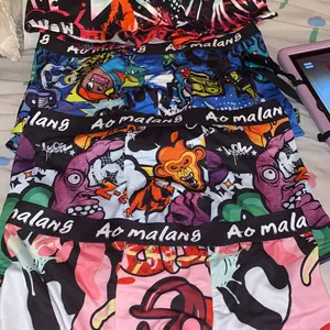 Random Color Men's All Over Print Boxer Brief, Casual Comfy Breathable Underwear for Daily Wear, Mens Underwear for All Seasons, Undergarments, Heart Print Boxers