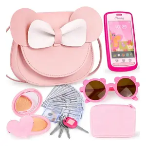 23PCS Play Purse for Little Girls – Toddler Purse with Pretend Makeup, Princess Dress Up Toy Set with Crossbody Bag, Phone, Wallet & Keys, Easter Gift & Birthday Toys for Girls 3-6+