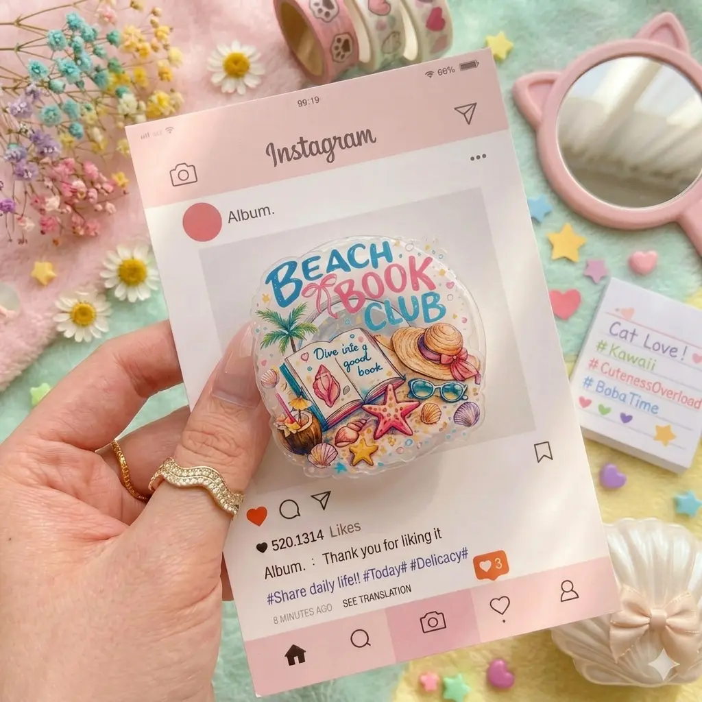 Cute Book Club Phone Grip Bookish Griptok Holder Stand Aesthetic Summer Reading Phone Accessories Gift for Readers