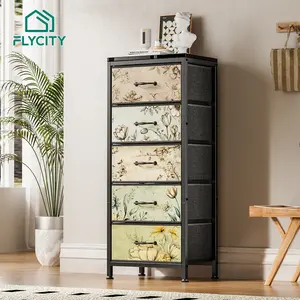 Flycity Dresser with 5 Drawers,38.6"Vintage Storage Organizer with Fabric Bins,Storage Tower for Bedroom,Living Room,Closet, Nusery, Dorm, Entryway,Bedside Furniture Organization Cabinet storage cabinets Modern Design