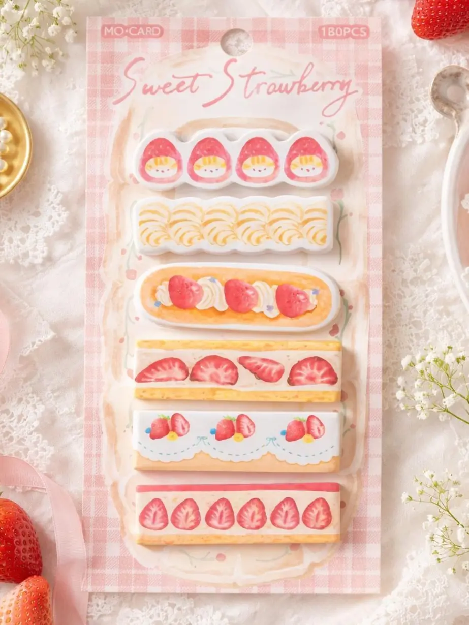 6-Layer Dessert-Theme Sticky Notes Set - Cute Aesthetic Single-Sided Adhesive Memo Pads, Kawaii Office Stationery for Planner Marking Important Dates, Decorating Workspaces
