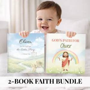 Personalized Christian Kids Book Bundle | Easter Story + Ten Commandments Book | Christian Gift Bundle | Christian Keepsake Gift | Christian Toddler Book Bundle