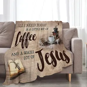 Christian Coffee Throw Blanket Gifts and Decor for Women Men Kids Adults 50x40