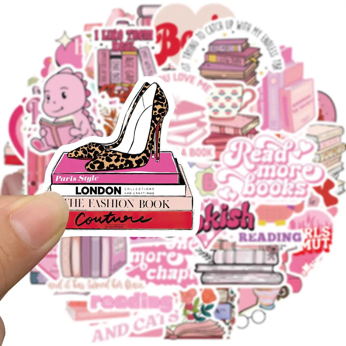 Bookish Themed Sticker, 50pcs/set Cute Book Sticker, Reading Sticker for Woman Girl Book Lover, Aesthetic Kindle Stickers, Gifts Accessories for Adults, Scrapbook Accessory, Decal Sticker, Sticker Collage Pack, Sticker Packs