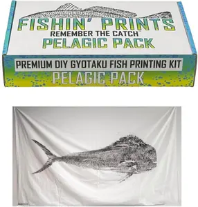 Fishin' Prints DIY Gyotaku fish printing kit Pelagic Pack two 60X36 inch sheets of cloth to print your catch! - Prints up to 15 catches or two full size prints- Gift for Fishermen - Gyotaku Fish Printing Supplies - Fish Printing