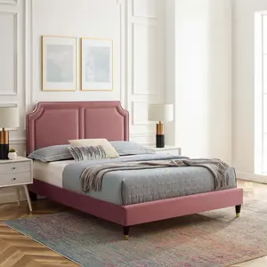 Modway Novi Performance Velvet King Bed in Dusty Rose