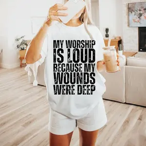 "My Worship Is Loud Jesus" T-Shirt, Faith-Based Christian Shirts, Graphic Tees Women, Bible Verse Quote Shirt, Comfort & Soft for Everyday wear