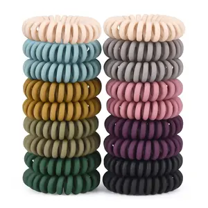 SQ-HDW129 Hair Ties, 18 Count - Vintage matte color Spiral Hair Ties, No Crease, Suitable For Women And Children With Thick Or Thinning Hair