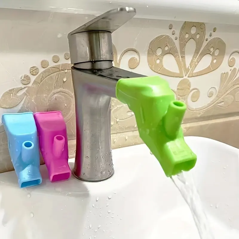 3pcs bathroom sink nozzle faucet extension, rubber elastic faucet extension, kitchen faucet accessories to wash hands.