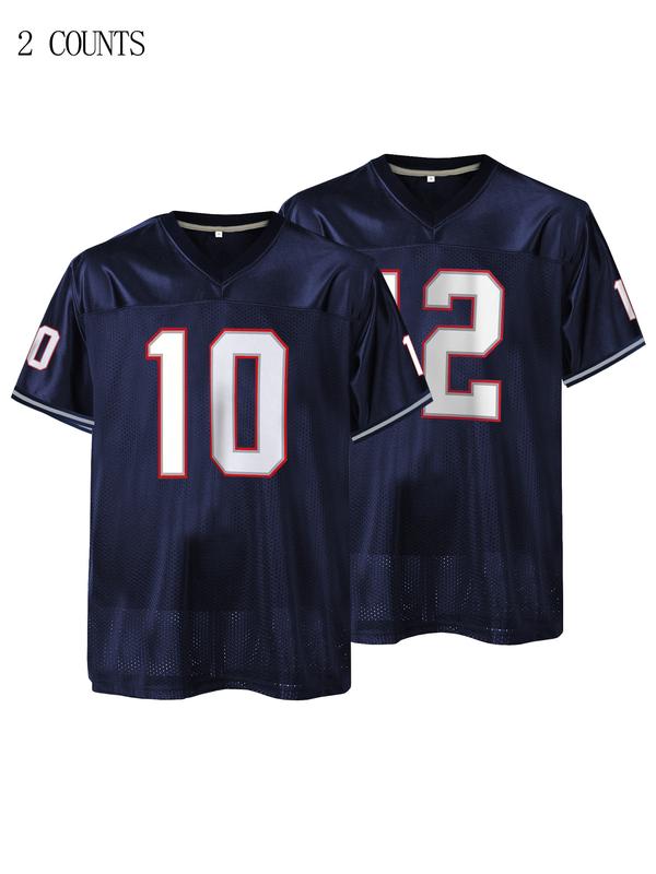 Men's American Football Jersey-Breathable & Embroidered, Patriots #10 #12 Rugby Jersey,V-Neck, Short Sleeve, Loose Fit for Casual, Streetwear &Sports Activities, Jersey Shirts, Jersey Top