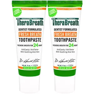 TheraBreath Fresh Breath Dentist Formulated 24-Hour Toothpaste, Mild Mint, 4 Ounce (Pack of 2) Oral